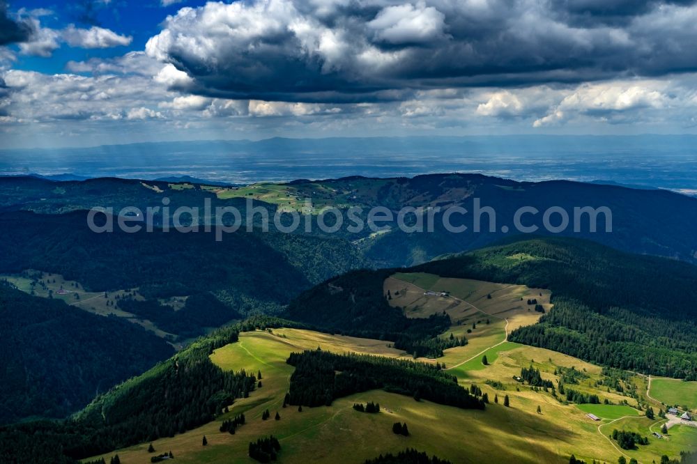 Oberried from the bird's eye view: Forest and mountain scenery of Schwarzwald in Oberried in the state Baden-Wurttemberg, Germany
