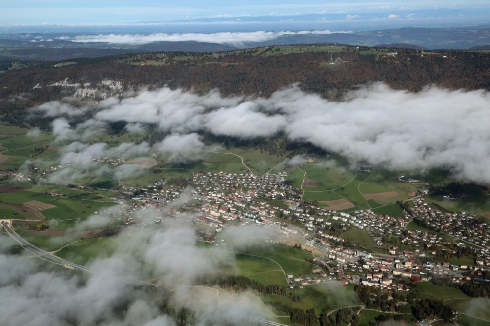 Aerial photograph Valbirse - Forest and mountain scenery in the Swiss Jura mountains near Valbirse in the canton Bern, Switzerland