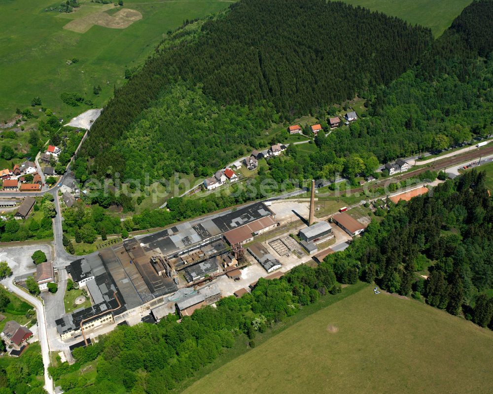 Aerial image Königshütte (Harz) - Industrial and commercial area in the middle of a wooded area in Königshütte (Harz) in the state Saxony-Anhalt, Germany