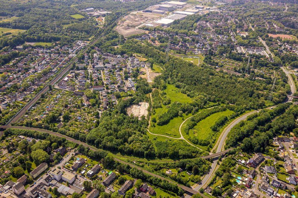 Aerial image Herne - Tree tops in a deciduous forest - forest area in the urban area in Herne at Ruhrgebiet in the state North Rhine-Westphalia, Germany