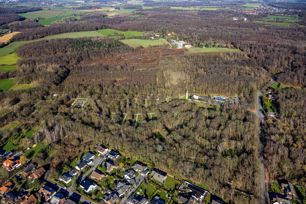 Aerial image Selm - Forest areas in Ruheforst Cappenberg in Selm in the state North Rhine-Westphalia, Germany