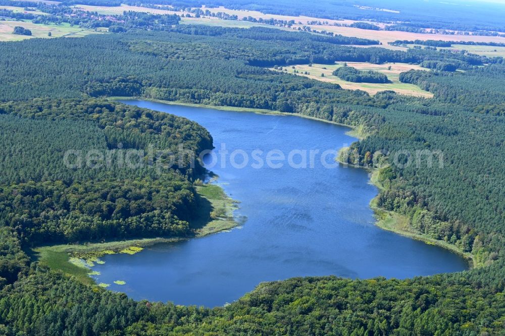Aerial image Kagar - Forests on the shores of Lake Grosser Paetschsee in Kagar in the state Brandenburg, Germany