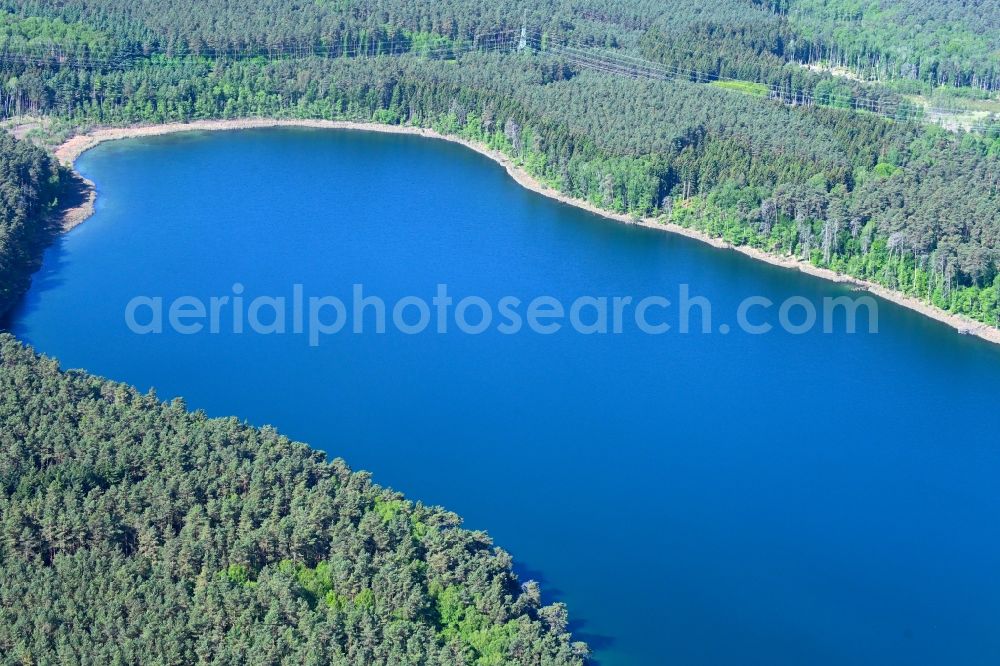 Fürstensee from above - Forests on the shores of Lake Kleiner Keetzsee in Fuerstensee in the state Mecklenburg - Western Pomerania, Germany