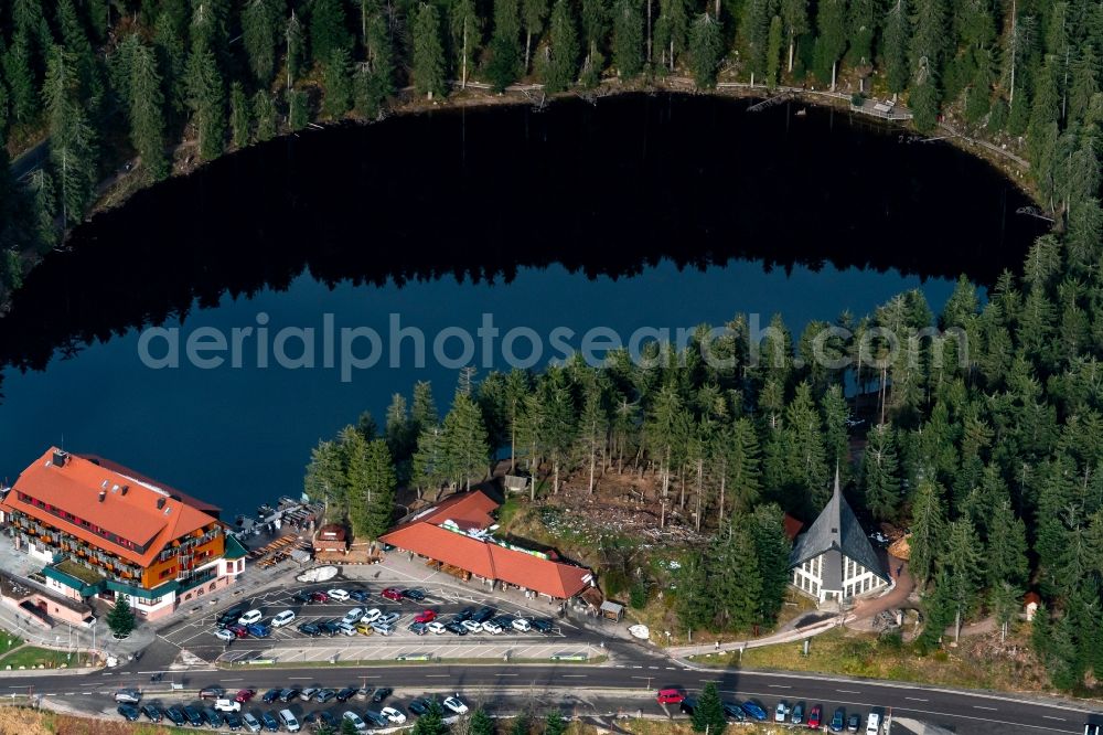 Aerial photograph Seebach - Forests on the shores of Lake Mumelsee , Ortenau , Hornisgrinde in Seebach in the state Baden-Wurttemberg, Germany