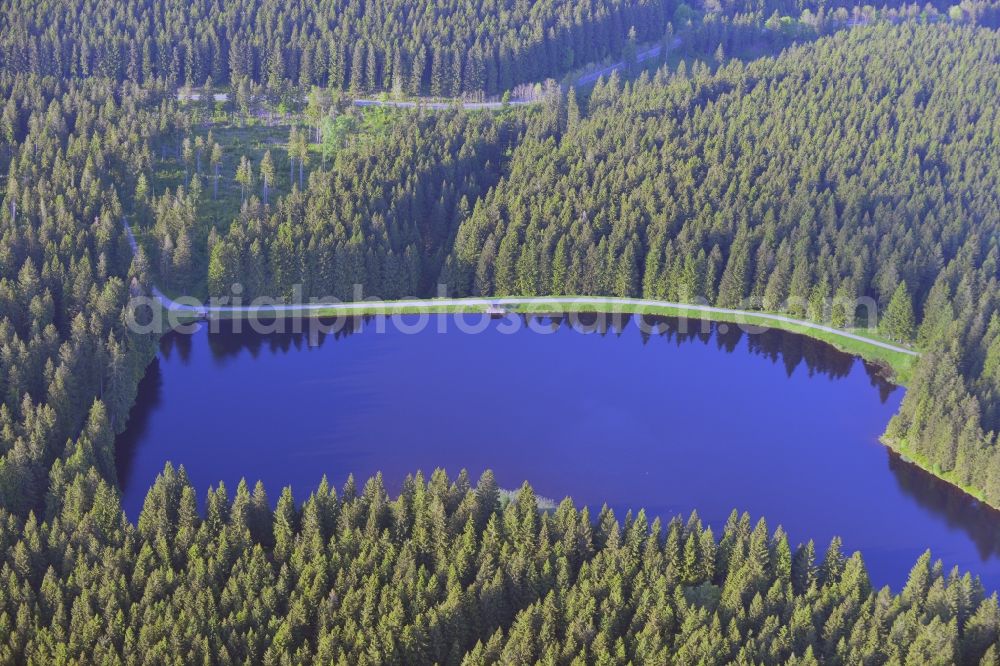 Clausthal-Zellerfeld from the bird's eye view: Pond at Clausthal-Zellerfeld in the state of Lower Saxony
