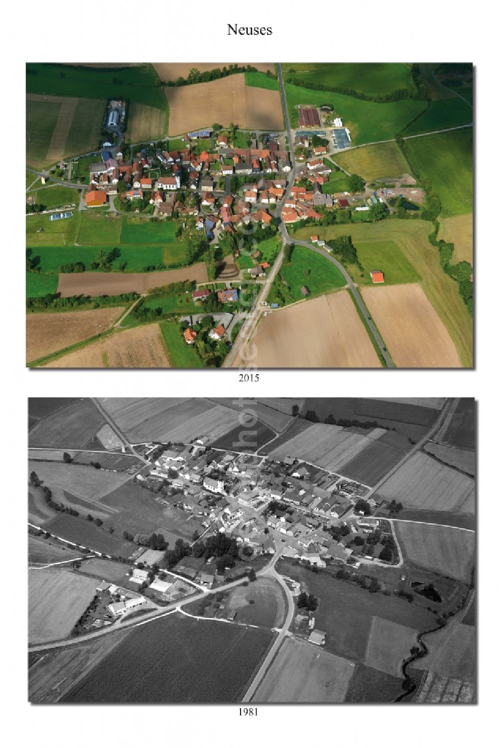 Aerial photograph Bundorf OT Neuses - And 1981 village - view change of Neuses in the state Bavaria