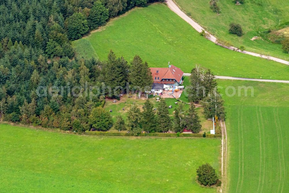 Aerial image Freiamt - Building Wanderheim Kreuzmoos in Freiamt in the state Baden-Wurttemberg, Germany