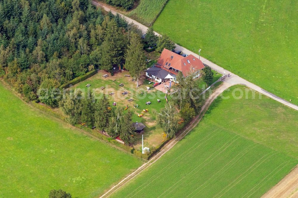 Freiamt from above - Building Wanderheim Kreuzmoos in Freiamt in the state Baden-Wurttemberg, Germany