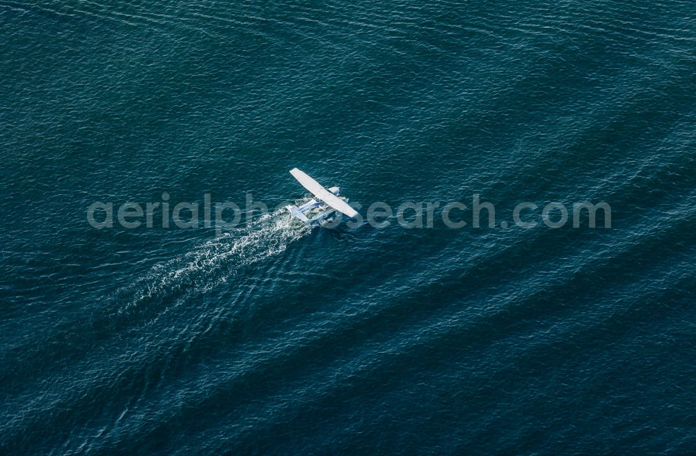 Aerial image Flensburg - Seaplane taking off on the Flensburg Fjord in the state Schleswig-Holstein, Germany