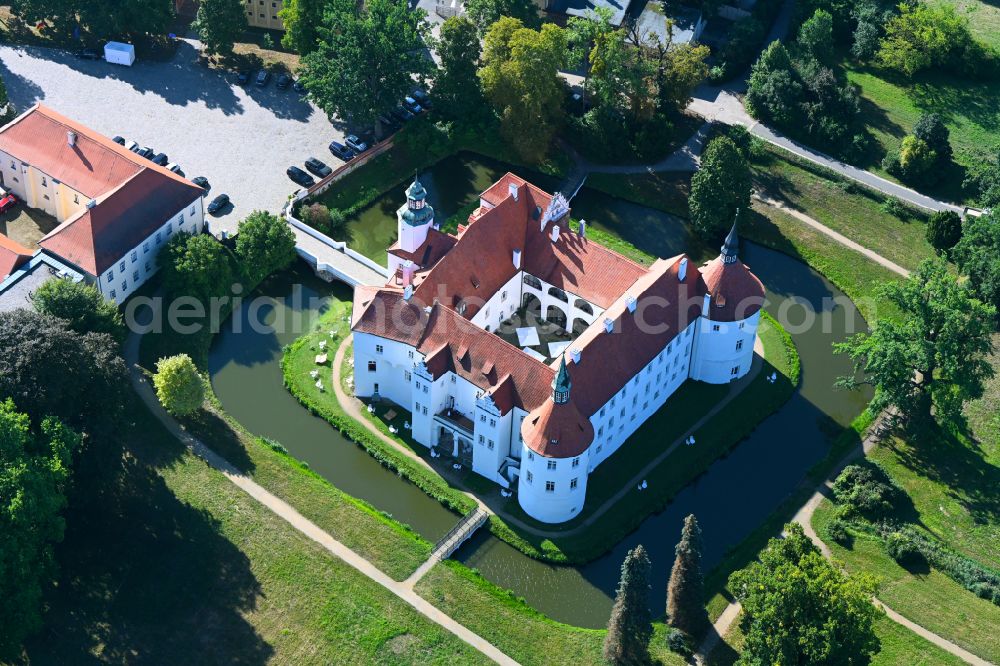 Aerial image Fürstlich Drehna - Building and castle park systems of water castle in Fuerstlich Drehna in the state Brandenburg, Germany