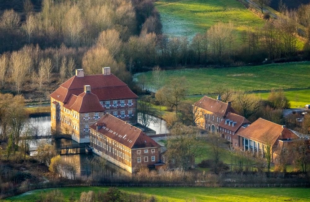 Hamm from above - building and castle park systems of water castle Oberwerries in Hamm in the state North Rhine-Westphalia, Germany