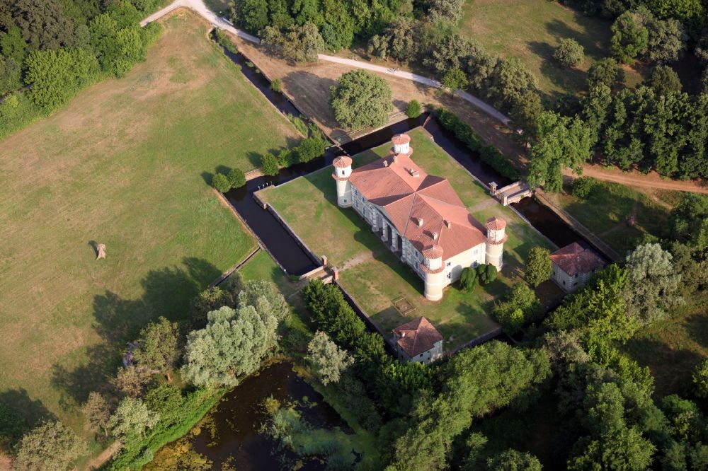 Aerial image Marmirolo - Building and castle park systems of water castle Palazzina Gonzaghesca di Bosco Fontana in Marmirolo in Lobardy, Italy