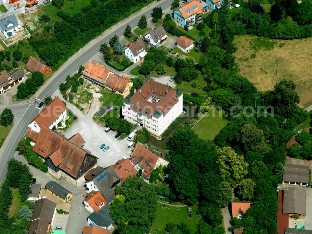 Poltringen from above - Building and castle park systems of water castle in Poltringen in the state Baden-Wuerttemberg, Germany