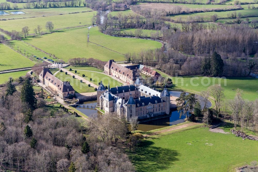 Aerial photograph Sully - Building and castle park systems of water castle Sully in Sully in Bourgogne-Franche-Comte, France