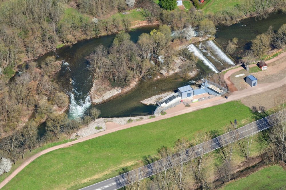 Maulburg from above - Hydroelectric power plant at the river Wiese in Maulburg in the state Baden-Wurttemberg, Germany