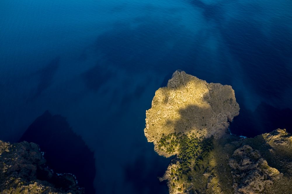 Escorca from above - Water surface at the seaside of Balearic Sea in Escorca in Balearic island of Mallorca, Spain