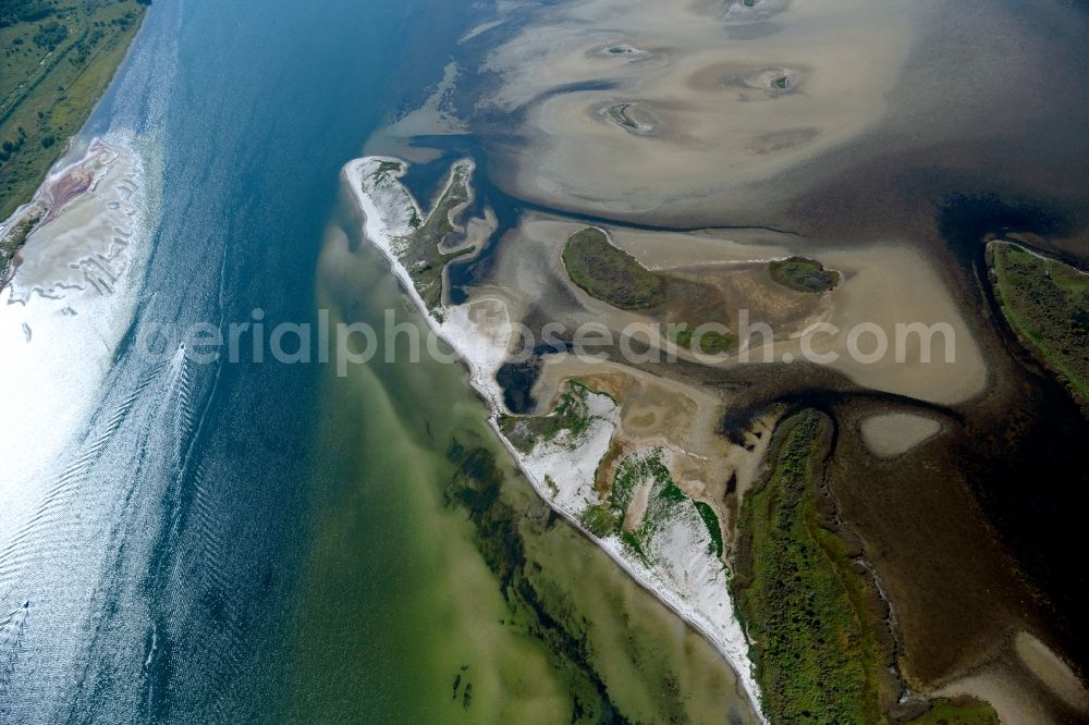 Insel Hiddensee from above - Water surface with sandbank at the seaside the Baltic Sea on the island Hiddensee in the state Mecklenburg - Western Pomerania