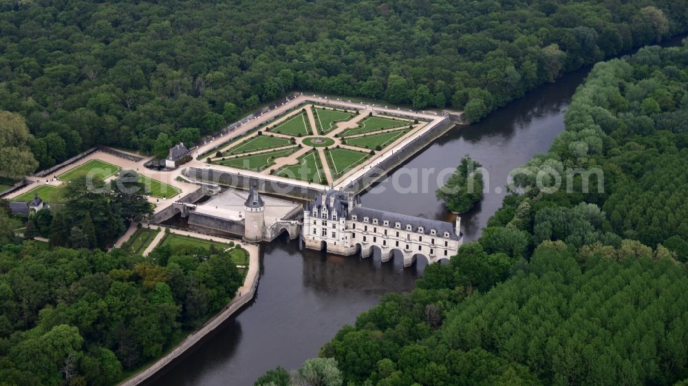 Chenonceaux from above - The Chateau de Chenonceau is a surge in the French resort of Chenonceaux in the Indre-et-Loire region Centre