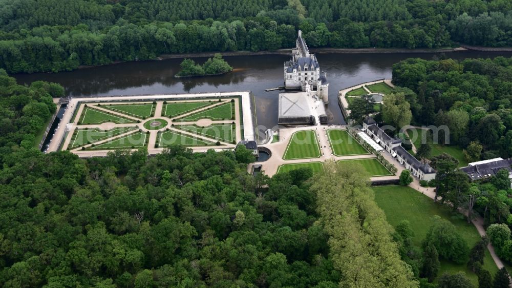 Aerial image Chenonceaux - The Chateau de Chenonceau is a surge in the French resort of Chenonceaux in the Indre-et-Loire region Centre