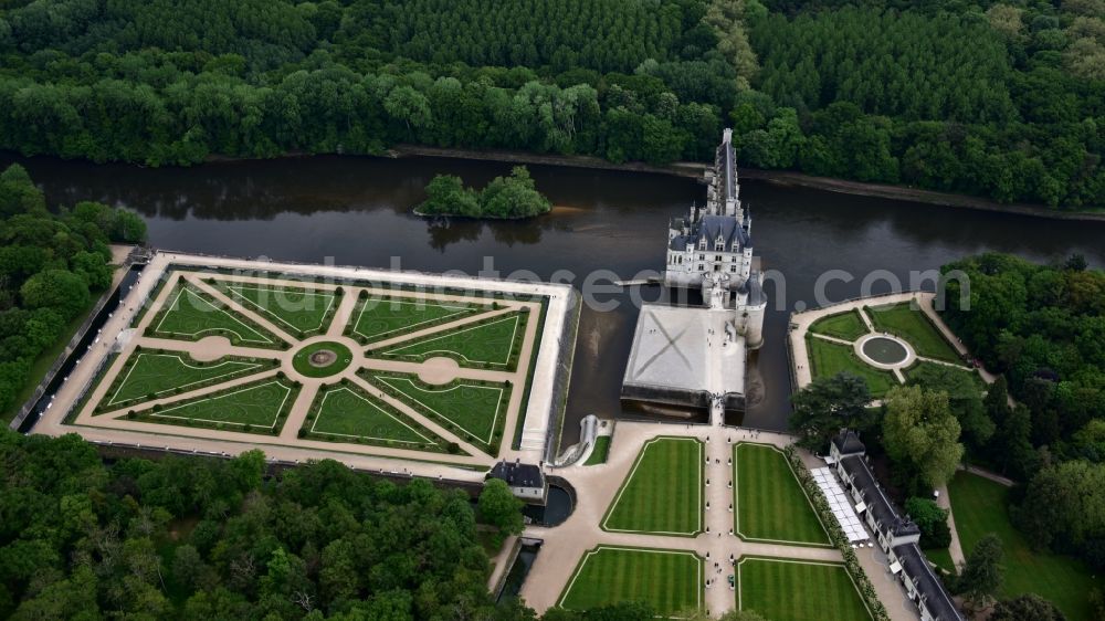 Aerial image Chenonceaux - The Chateau de Chenonceau is a surge in the French resort of Chenonceaux in the Indre-et-Loire region Centre