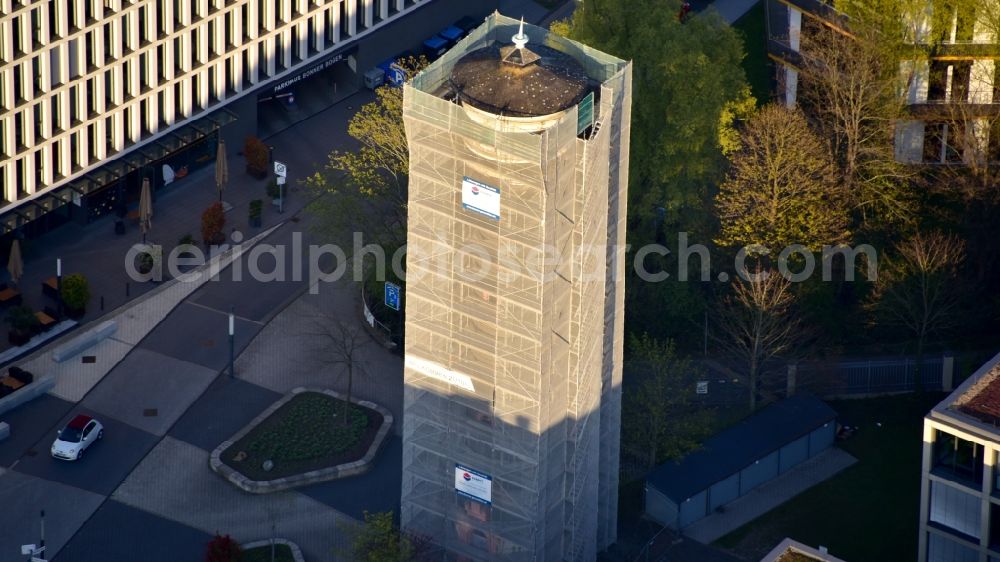 Bonn from the bird's eye view: Equipped water tower in the Bonner Bogen in Bonn in the state North Rhine-Westphalia, Germany
