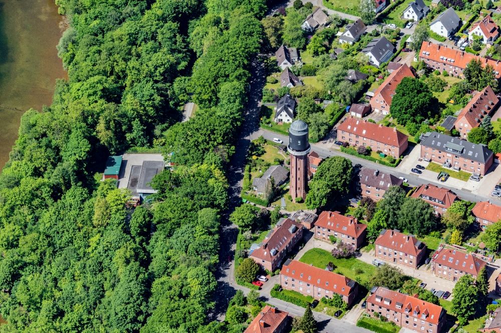 Plön from the bird's eye view: Water tower in Ploen in the Holsteinische Schweiz in the state Schleswig-Holstein, Germany