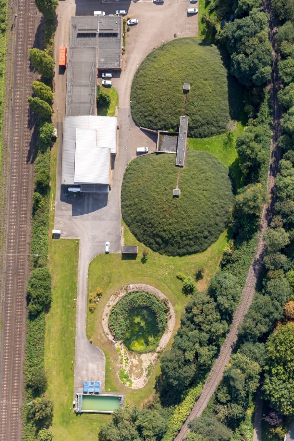Aerial image Moers - Waterworks - ground storage facility in Moers in the state North Rhine-Westphalia, Germany