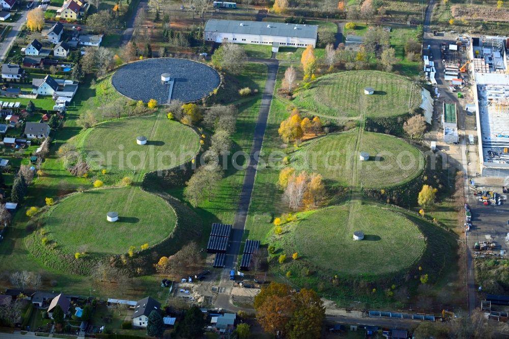 Lindenberg from above - Waterworks - ground storage facility in the district Klarahoeh in Lindenberg in the state Brandenburg, Germany