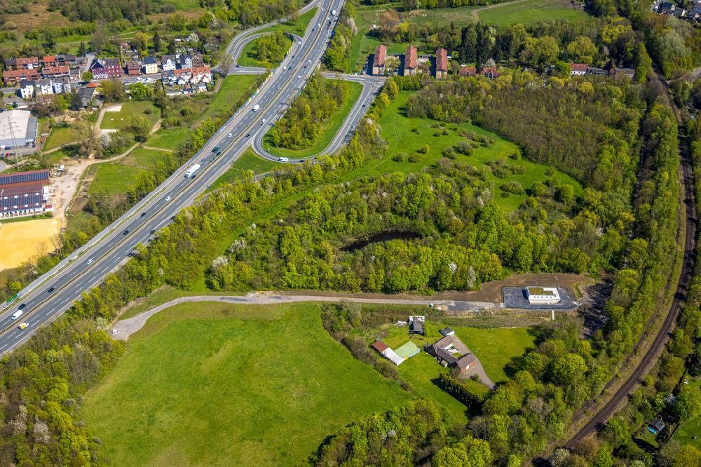 Herne from above - Waterworks for drinking water treatment on street Vossnacken in Herne at Ruhrgebiet in the state North Rhine-Westphalia, Germany