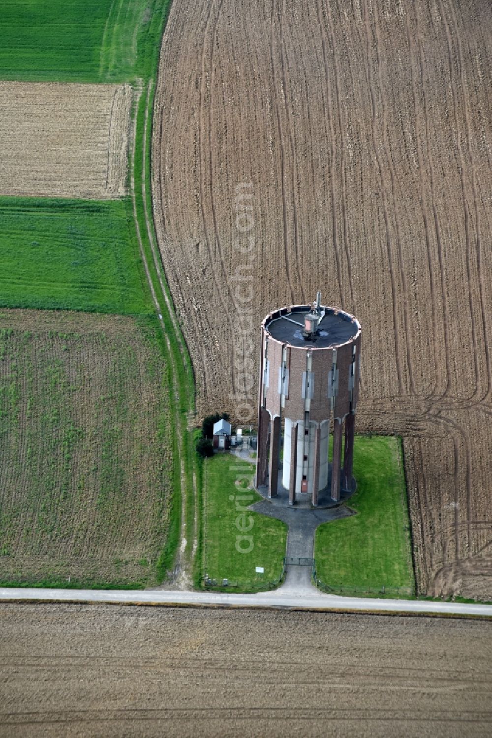 Aerial image Ath - Structure of the waterworks with high storage facility in Ath in Region wallonne, Belgium