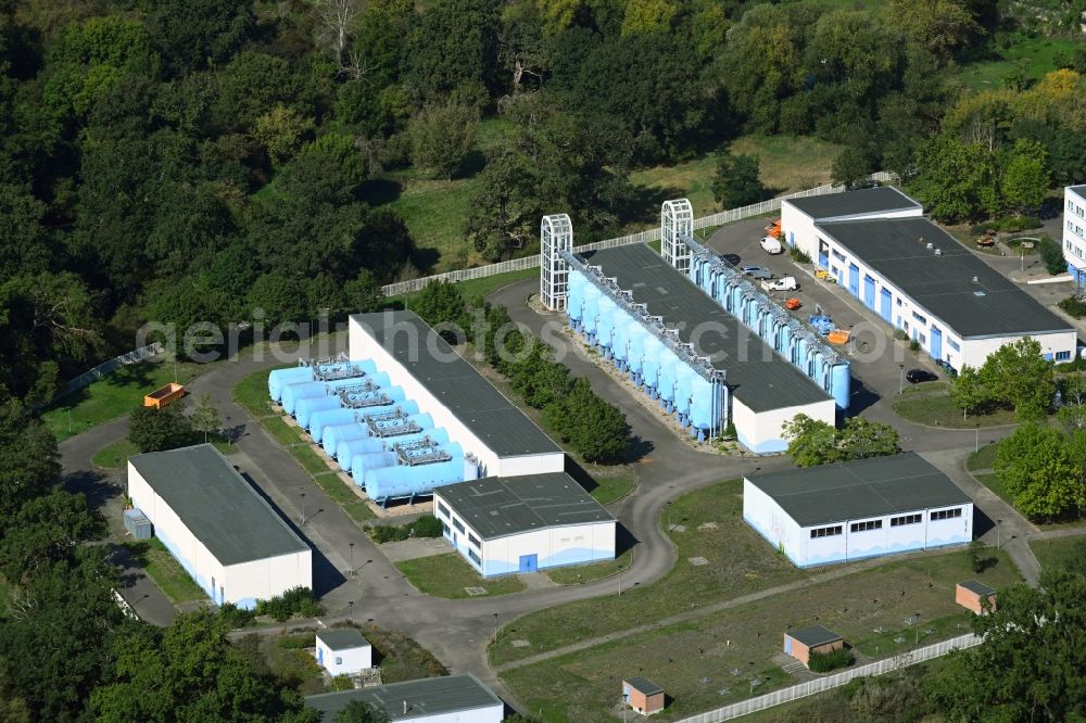Aerial photograph Halle (Saale) - Structure of the waterworks with high storage facility in Halle (Saale) in the state Saxony-Anhalt, Germany