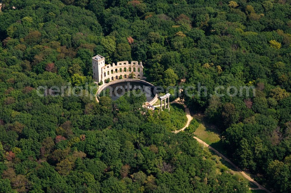 Aerial image Potsdam - Structure of the waterworks with high storage facility in Potsdam in the state Brandenburg, Germany