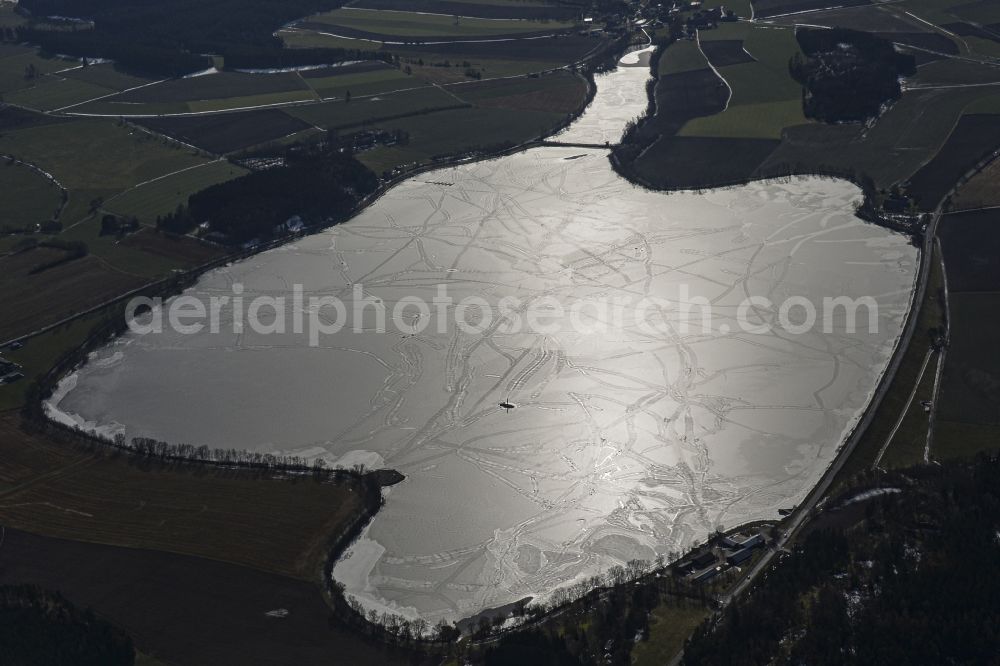 Schwarzenbach an der Saale from the bird's eye view: Structure of the waterworks with high storage facility in Schwarzenbach an der Saale in the state Bavaria, Germany