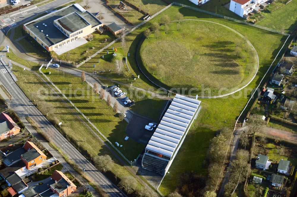 Schwerin from above - Waterworks - ground storage facility in Schwerin in the state Mecklenburg - Western Pomerania, Germany
