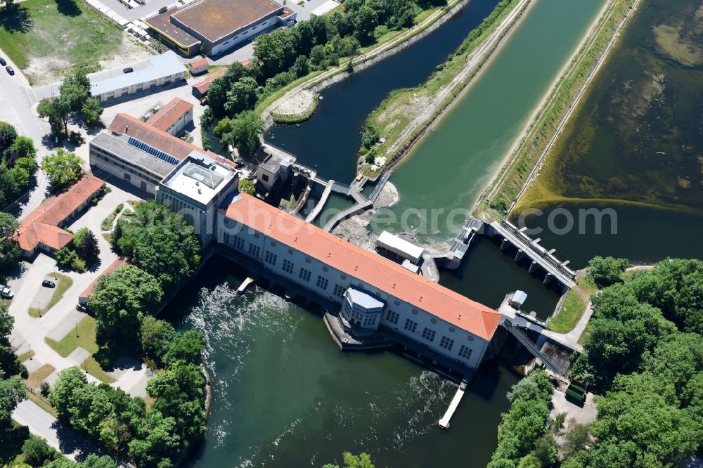 Aerial photograph Neufinsing - Structure and dams of the waterworks and hydroelectric power plant of E.ON Wasserkraft GmbH in Neufinsing in the state Bavaria, Germany