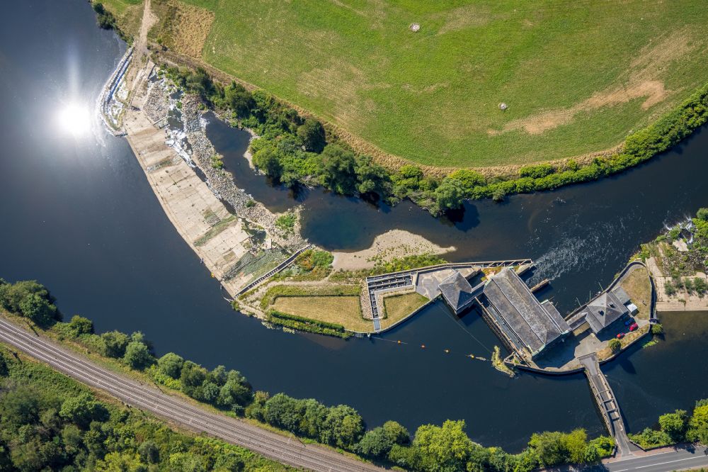 Aerial image Witten - structure and dams of the waterworks and hydroelectric power plant Hohenstein of innogy SE in Witten at Ruhrgebiet in the state North Rhine-Westphalia, Germany