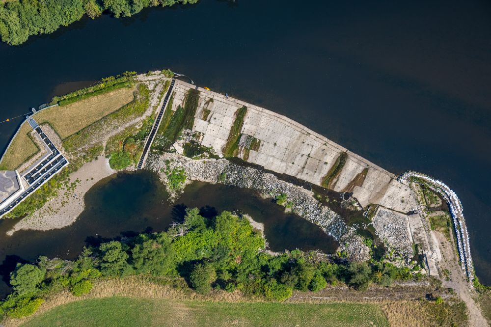 Aerial photograph Witten - structure and dams of the waterworks and hydroelectric power plant Hohenstein of innogy SE in Witten at Ruhrgebiet in the state North Rhine-Westphalia, Germany