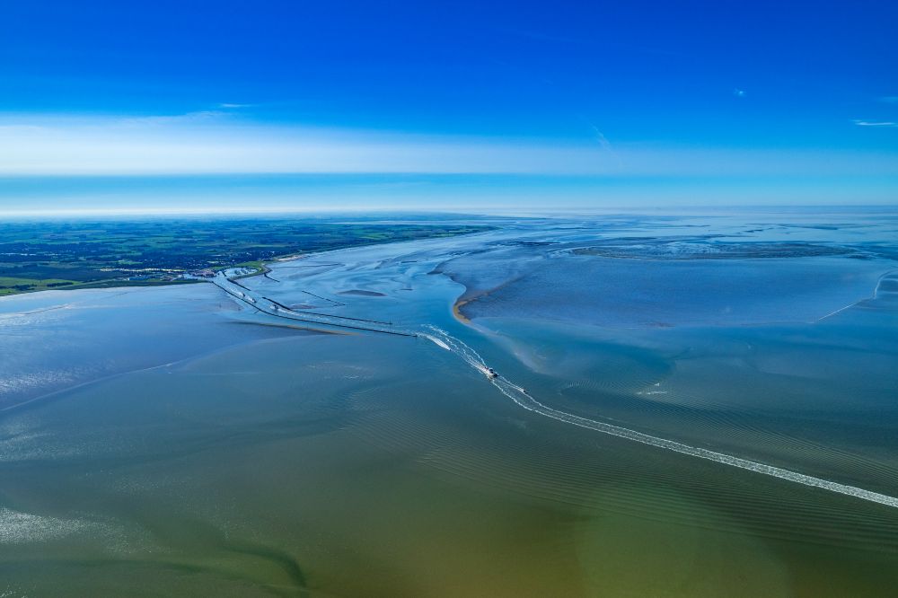 Norden from above - Wadden Sea of the North Sea coast Busetief in Norden Norddeich in the state of Lower Saxony, Germany
