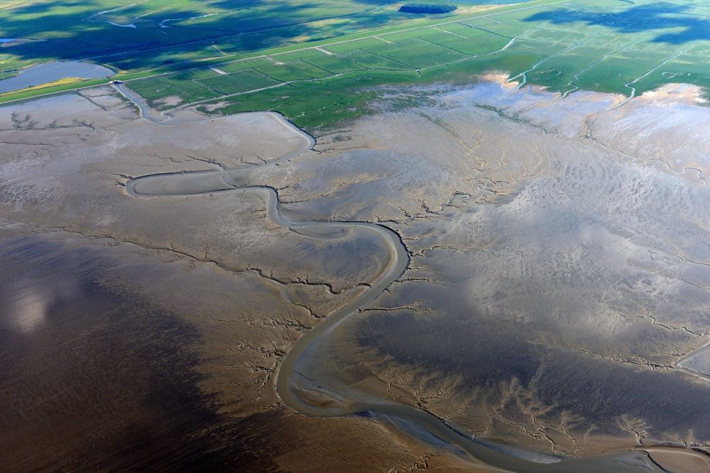 Aerial photograph Tating - Wadden Sea of North Sea Coast near Tating in the state Schleswig-Holstein