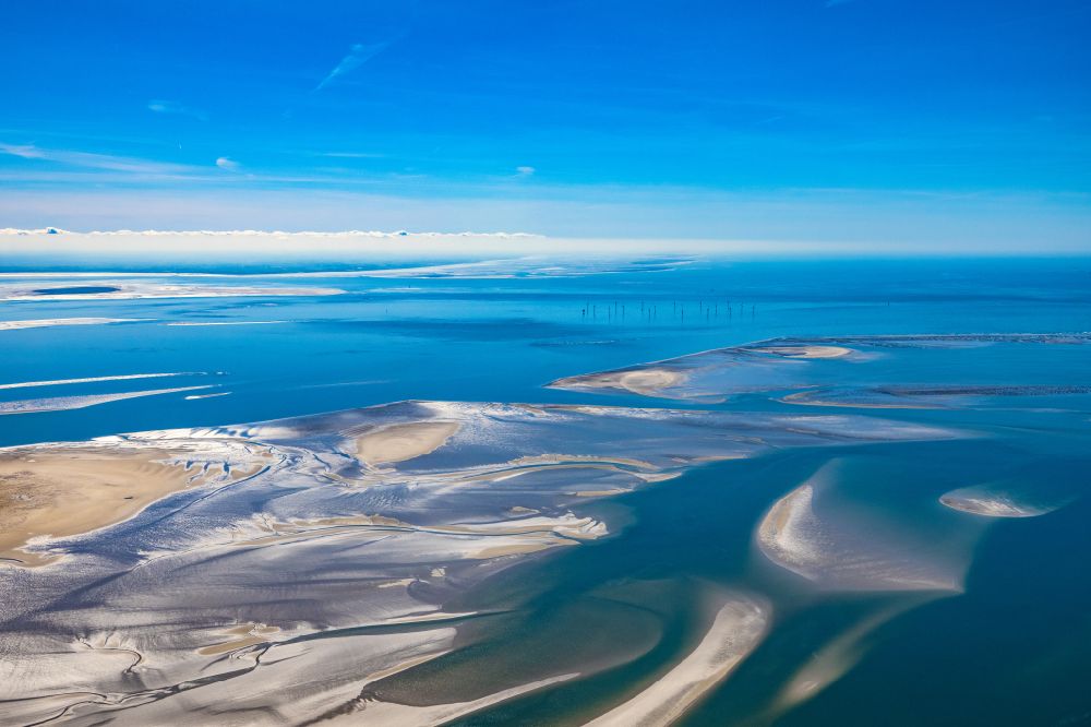 Butjadingen from above - Wadden Sea of North Sea Coast in Butjadingen in the state Lower Saxony, Germany