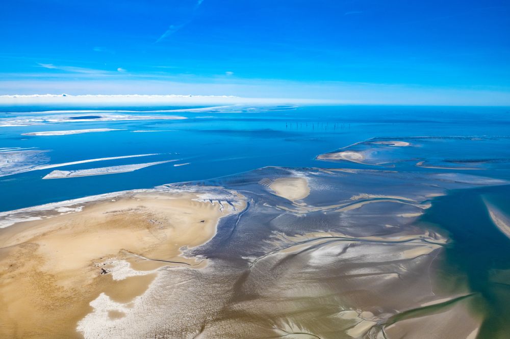 Aerial image Butjadingen - Wadden Sea of North Sea Coast in Butjadingen in the state Lower Saxony, Germany