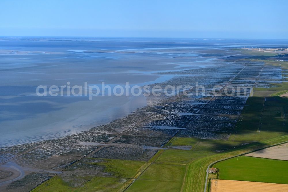 Aerial image Dagebüll - Wadden Sea of North Sea Coast in Dagebuell in the state Schleswig-Holstein, Germany
