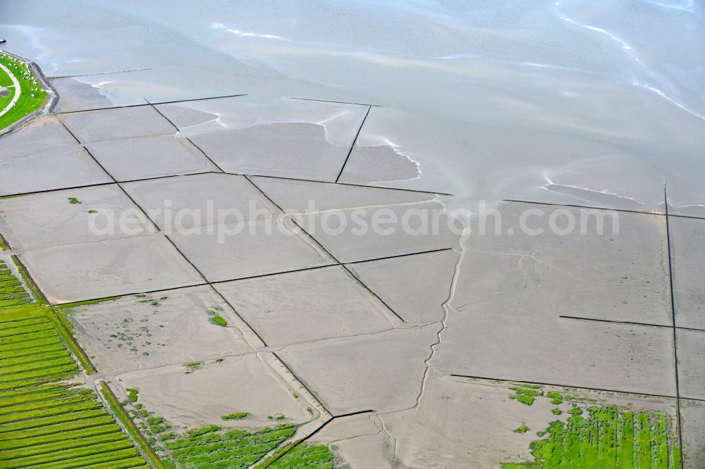 Aerial photograph Husum - Wadden Sea of North Sea Coast in Husum in the state Schleswig-Holstein, Germany