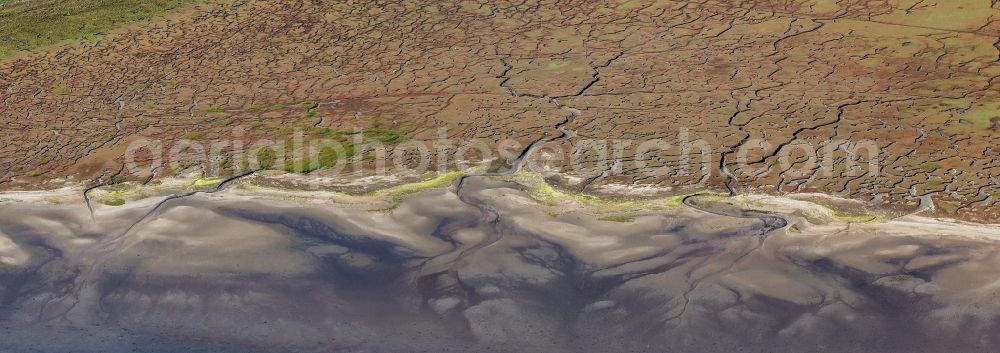 Aerial photograph List - Wadden Sea of North Sea Coast in the district Ellenbogen in List on Sylt in the state Schleswig-Holstein, Germany
