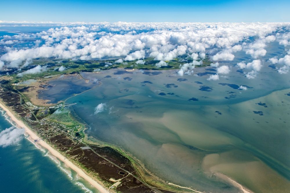 Sylt from above - Wadden Sea of North Sea Coast in the district Rantum at the island Sylt in the state Schleswig-Holstein, Germany