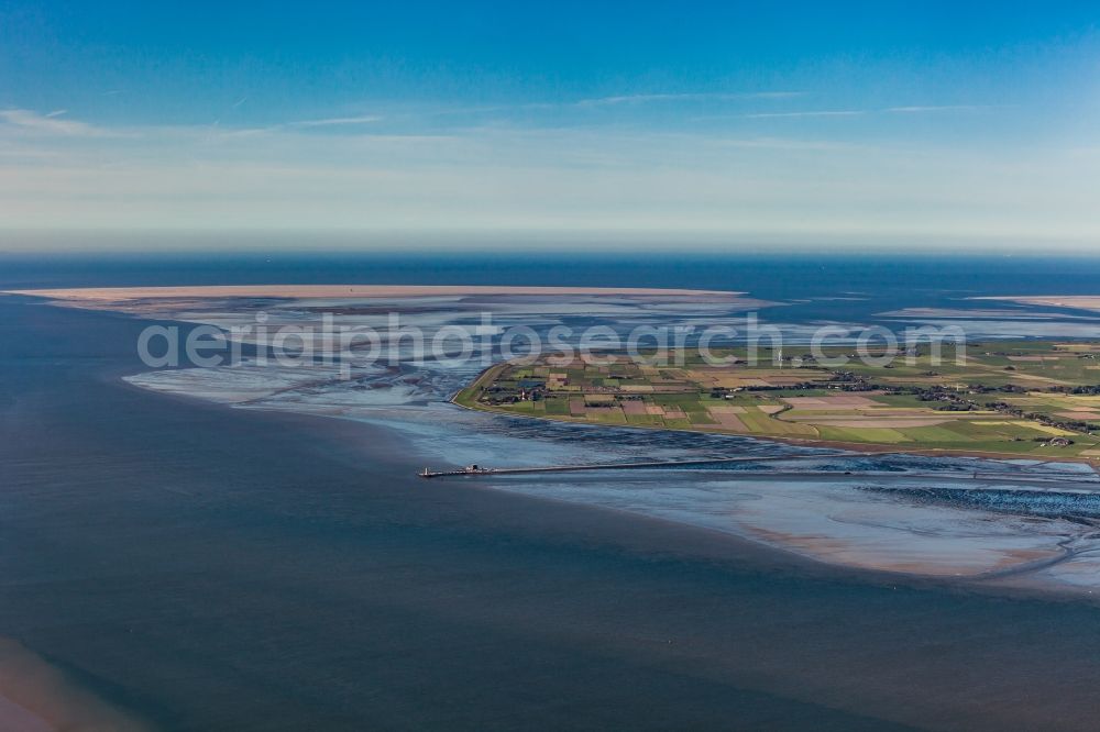 Pellworm from above - Wadden Sea of North Sea Coast in Pellworm in the state Schleswig-Holstein, Germany
