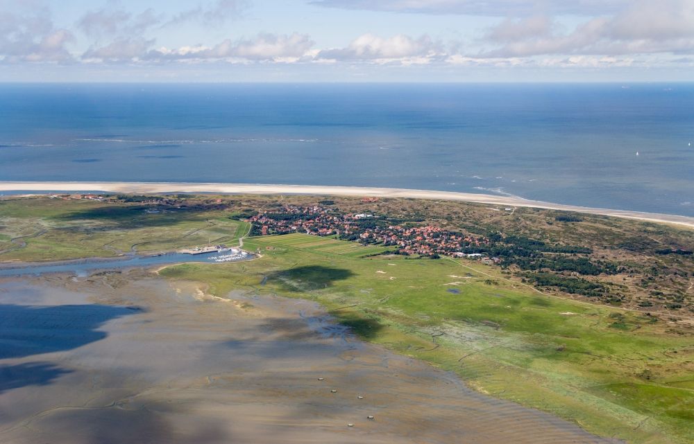 Aerial photograph Spiekeroog - Wadden Sea of North Sea Coast in Spiekeroog in the state Lower Saxony, Germany