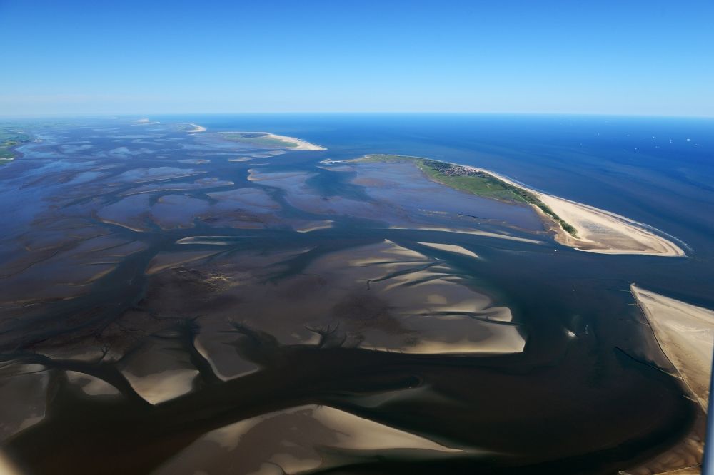 Wangerland from the bird's eye view: Wadden Sea of North Sea Coast in Wangerland in the state Lower Saxony