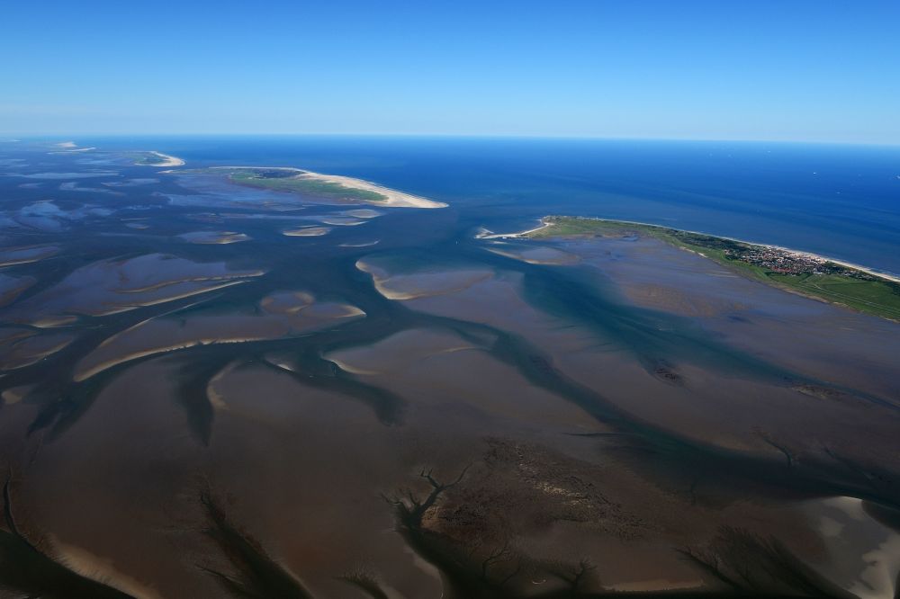 Aerial photograph Wangerland - Wadden Sea of North Sea Coast in Wangerland in the state Lower Saxony