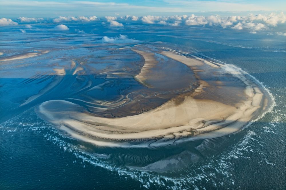 Aerial photograph Nigehörn - Wadden Sea sandbanks off the North Sea coast of Cuxhaven, reef in the Hamburg Wadden Sea in front of Nigehoern and Scharhoern in the state Hamburg, Germany